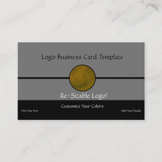 Metallisches Gold Planet Earth Logo Visitenkarte (Vorderseite)