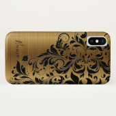 Metallisches Gold Print & Black Floral Lace Case-Mate iPhone Hülle (Rückseite (Horizontal))
