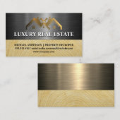 Metallisches Gold-Property-Logo | Metall | Holzkör Visitenkarte (Vorne/Hinten)