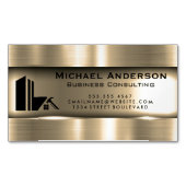 Metallisches Gold | Real Anwesen Logo Magnetische Visitenkarte (Vorderseite)