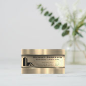 Metallisches Gold | Real Anwesen Logo Visitenkarte (Stehend Vorderseite)