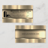 Metallisches Gold | Real Anwesen Logo Visitenkarte (Vorne/Hinten)