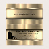 Metallisches Gold | Real Anwesen Logo Visitenkarten (Außenseite Aufgefaltet)