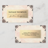 Metallisches Gold / Rosa / Verzierte Akzente Visitenkarte (Vorne/Hinten)