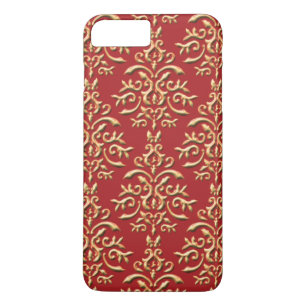 Metallisches Gold-Rot-Damaskus-Muster Case-Mate iPhone Hülle