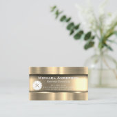 Metallisches Gold | Saw Hammer Bau Visitenkarte (Stehend Vorderseite)