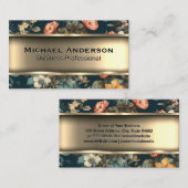 Metallisches Gold | Schöne Blume Visitenkarte (Vorne/Hinten)