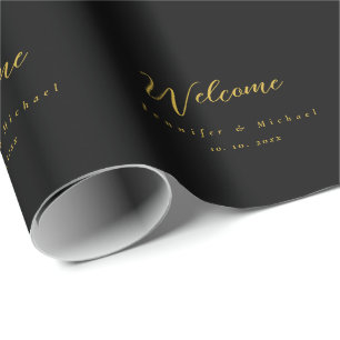 Metallisches Gold & Schwarz Professionell Modern E Geschenkpapier