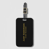 Metallisches Gold & Schwarz Professionelles Modern Gepäckanhänger (Vorderseite Vertikal)