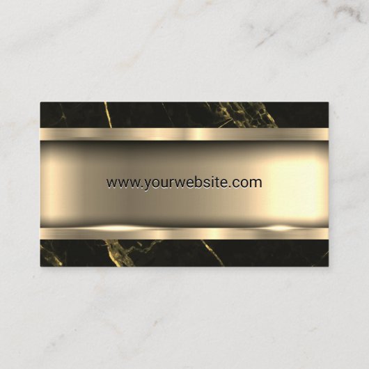 Metallisches Gold | Schwarzer Marmor Visitenkarte (Rückseite)