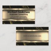 Metallisches Gold | Schwarzer Marmor Visitenkarte (Vorne/Hinten)