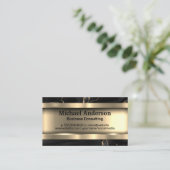 Metallisches Gold | Schwarzer Marmorstreifen Visitenkarte (Stehend Vorderseite)