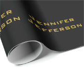 Metallisches Gold & schwarzes professionelles mode Geschenkpapier (Rolleneckpunkt)