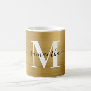 Metallisches Gold-Signature-Monogramm Kaffeetasse