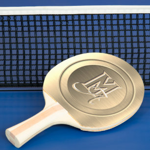 Metallisches Gold Stahl Gravur-Monogramm Tischtennis Schläger