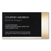 Metallisches Gold Trim und Leder mit Streifen Magnetische Visitenkarte (Vorderseite)