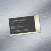 Metallisches Gold Trim und Leder mit Streifen Magnetische Visitenkarte (Beispiel)