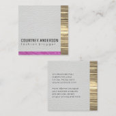 Metallisches Gold Trim und Leder mit Streifen Quadratische Visitenkarte (Vorne/Hinten)