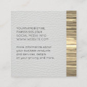 Metallisches Gold Trim und Leder mit Streifen Quadratische Visitenkarte (Rückseite)