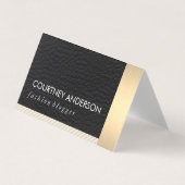 Metallisches Gold Trim und Leder mit Streifen Visitenkarten (Vorderseite)