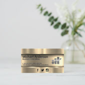 Metallisches Gold | Übersicht über die Finanzbestä Visitenkarte (Stehend Vorderseite)