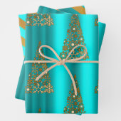 Metallisches Gold und Aqua Weihnachten Geschenkpapier Set (Beispiel)