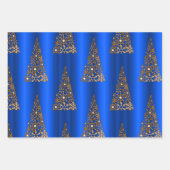 Metallisches Gold und blaue Weihnachten Geschenkpapier Set (Vorderseite)