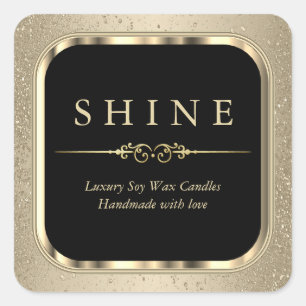 Metallisches Gold und Gold Glitzer Labels Square Quadratischer Aufkleber