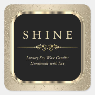 Metallisches Gold und Gold Glitzer Labels Square Quadratischer Aufkleber
