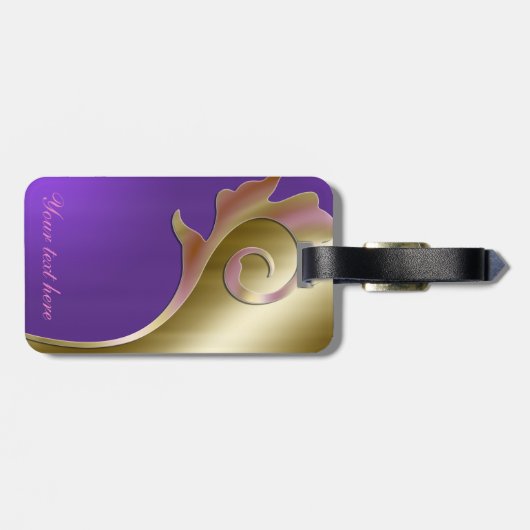 Metallisches Gold und lila Gepäckumbau Gepäckanhänger (Rückseite horizontal)