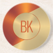 Metallisches Gold und rotes geometrisches Design Getränkeuntersetzer (Vorne)