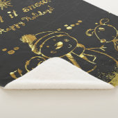 Metallisches Gold und Schwarz - Frohe Weihnachten Sherpadecke (3/4)