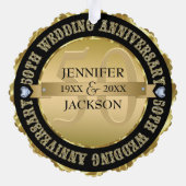 Metallisches Gold und Schwarze Hochzeit Ornament Karte (Rückseite)