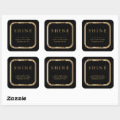Metallisches Gold und schwarze Labels Square Quadratischer Aufkleber (Blatt)