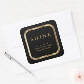 Metallisches Gold und schwarze Labels Square Quadratischer Aufkleber (Umschlag)
