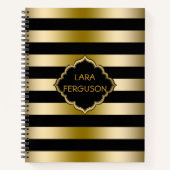 Metallisches Gold und schwarze Streifen Notizblock (Vorderseite)