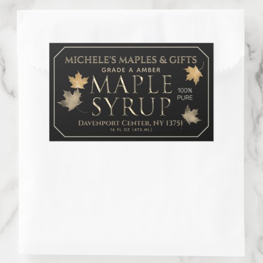 Metallisches Gold und schwarzer Ahornsirup mit Blä Rechteckiger Aufkleber (Tasche)