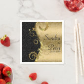 Metallisches Gold und schwarzer Damast - Save the  Serviette (Beispiel)