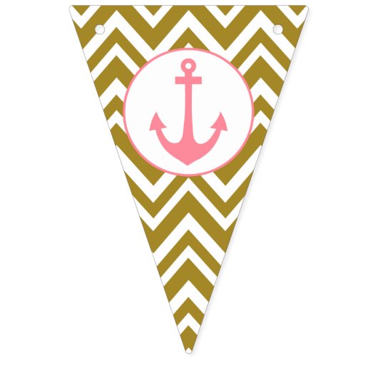 Metallisches Gold und Weiß Zickzack mit rosafarben Wimpelkette (Erste Fahne)