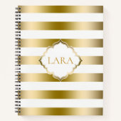 Metallisches Gold und weiße Streifen Notizbuch (Vorderseite)
