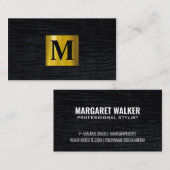 Metallisches Gold | Velvet Black | Monogramm Visitenkarte (Vorne/Hinten)