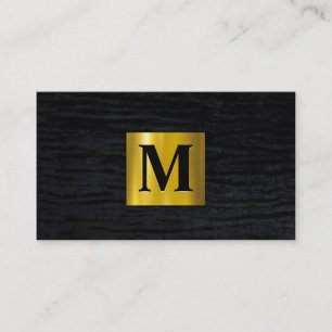 Metallisches Gold   Velvet Black   Monogramm Visitenkarte