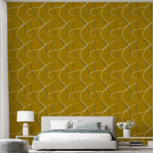 Metallisches Gold Weiß Blau Abstrakt Geometrisch Tapete