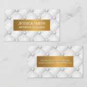 Metallisches Gold | Weiße Upholstermatte aus Leder Visitenkarte (Vorne/Hinten)