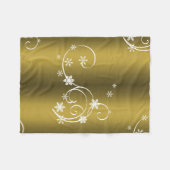 Metallisches Gold, weiße Wirbel Weihnachten Fleecedecke (Vorderseite (Horizontal))