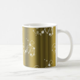 Metallisches Gold, weiße Wirbel Weihnachten Kaffeetasse