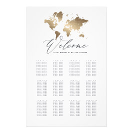 Metallisches Gold Weltkarte für Hochzeitssitze Fotodruck