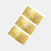 Metallisches Gold & White Monogram Elegante Hochze Serviette (Ecke)