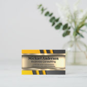 Metallisches Gold | Yellow Black Industrial Visitenkarte (Stehend Vorderseite)