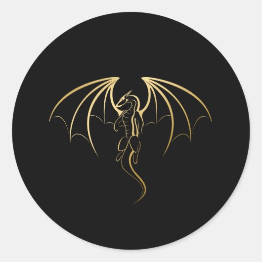 Metallisches goldenes Legendarisches DrachenEmblem Runder Aufkleber (Vorderseite)
